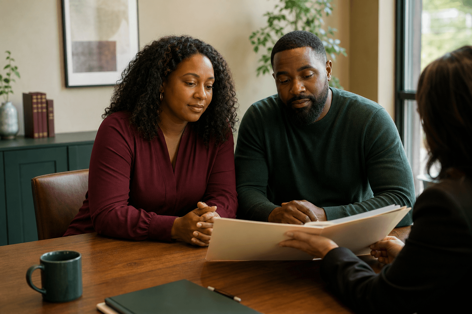 A couple reviewing information during a professional consultation